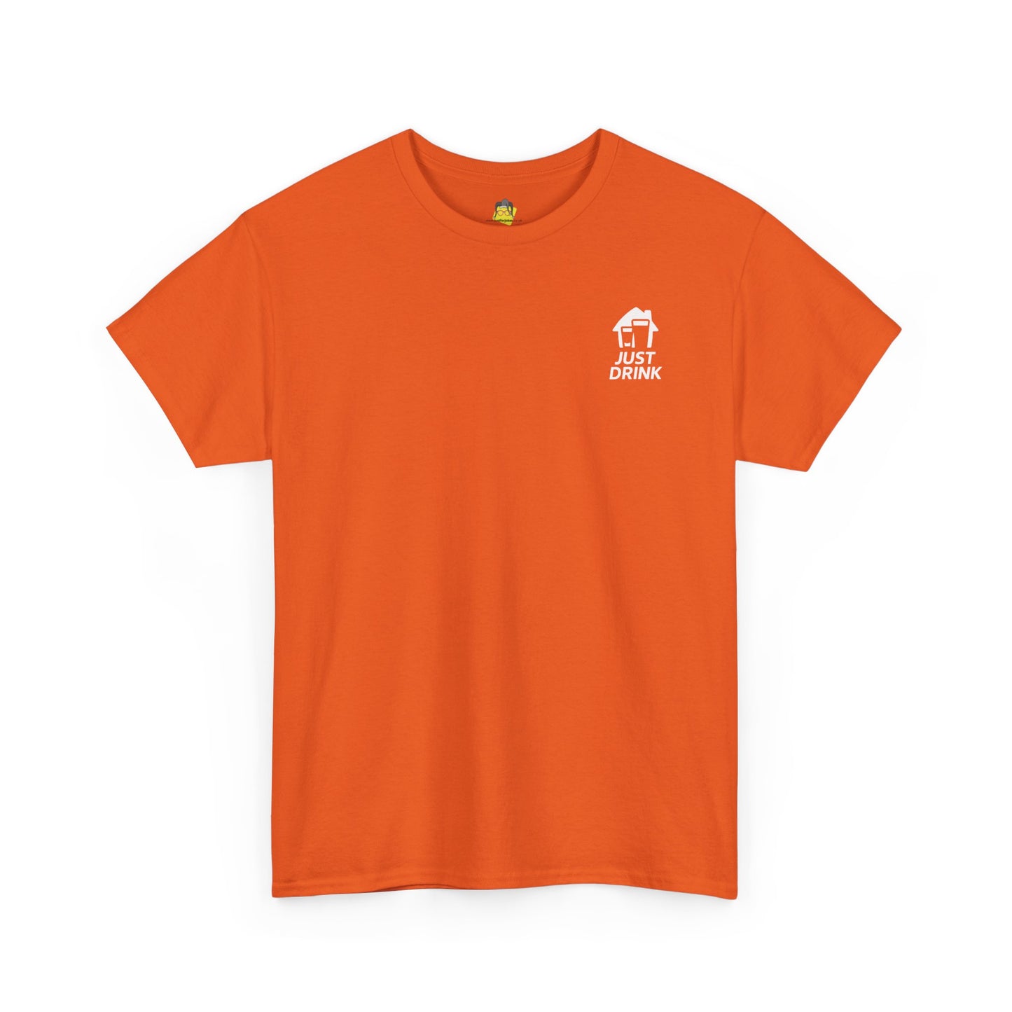 'Just Drink' Party Shirt Casual Unisex Heavy Cotton Tee in Orange